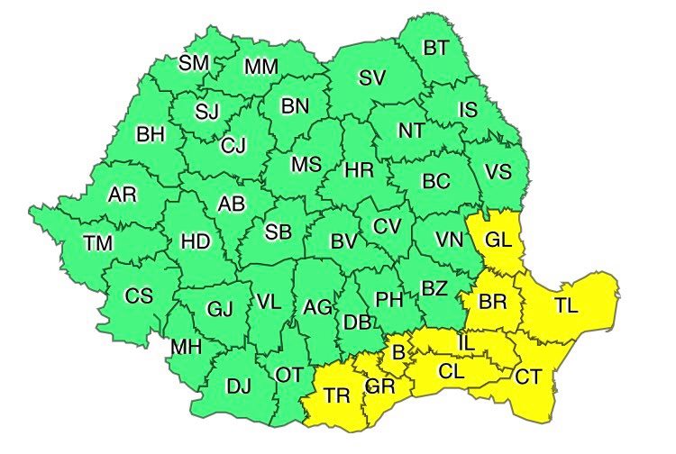 Constanța se află sub atenționare meteo cod galben de ninsori însemnate cantitativ și viscol