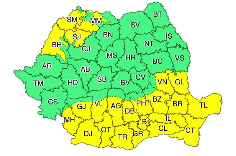 Cod galben de disconfort termic în Constanța