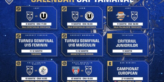 O nouă săptămână plină pentru sportivii CSM Constanța / Vezi aici programul complet