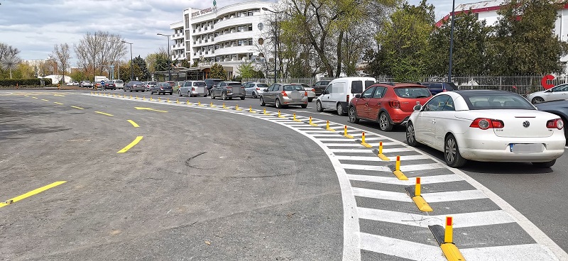 (FOTO) Reconfigurarea sensului giratoriu situat la intrarea în stațiunea Mamaia a fost finalizată