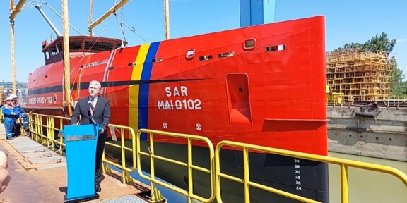 IGSU. Lansarea la apă a primei nave multirol de căutare și salvare pe mare