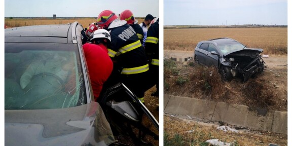 Intervenție dramatică pe autostrada A4: Mai multe persoane au rămas încarcerate în urma unui accident / A intervenit elicopterul SMURD
