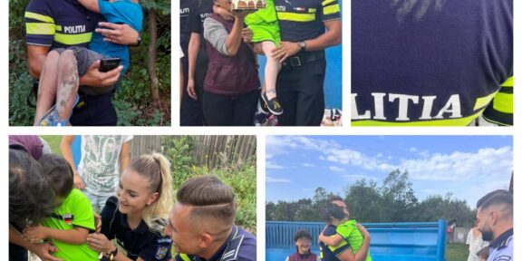 „Înainte de a fi polițist, ești om!”. Ionuţ, poliţistul care l-a salvat pe micuţul Robert, i-a făcut o surpriză de ziua lui: „Îmbrățișarea unui copil lasă pentru totdeauna o urmă în suflet”