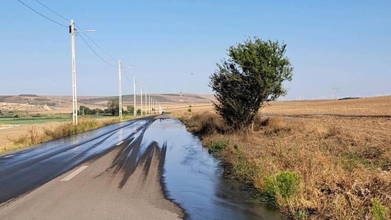 (FOTO) Dejecțiile lichide de la o fermă din Sibioara au ajuns în mijlocul drumului. Garda de Mediu Constanța a amendat firma cu 50.000 de lei