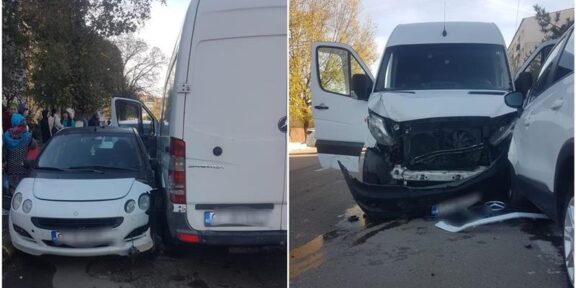 (FOTO) O femeie a ajuns la spital în urma unui accident: cinci autoturisme s-au ciocnit, în Medgidia