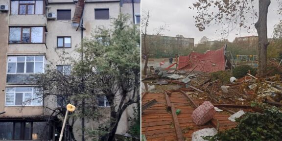 (FOTO) Prăpăd în cartierul Faleză Nord, în urma codului roșu de furtună