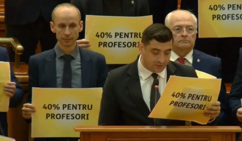 O nouă zi de circ în Parlamentul României. Parlamentarii AUR au părăsit plenul, în semn de protest că PSD şi PNL nu au dat majorarea de 40% promisă profesorilor