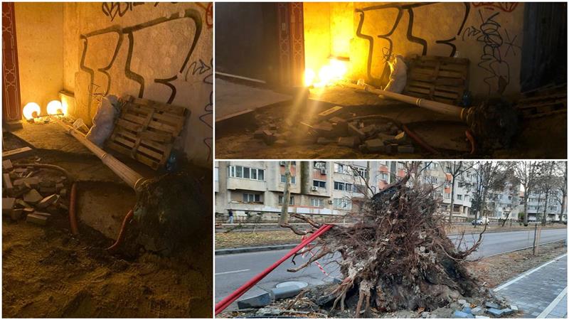Incompetenţă sau nepăsare? Au trecut zile bune, iar efectele furtunii încă se văd pe străzile Constanţei – un stâlp de iluminat pune în pericol trecătorii