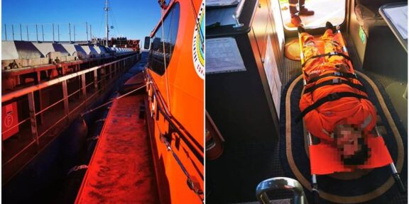 (FOTO) Intervenție ARSVOM în rada exterioară a Portului Constanța pentru salvarea unui marinar turc în stare de inconștiență