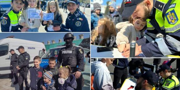 (FOTO) Ziua Poliției Române, sărbătorită în Portul Tomis din Constanța. Sute de copii i-au vizitat pe oamenii legii: micuții au primit legitimații de „polițist pentru o zi”
