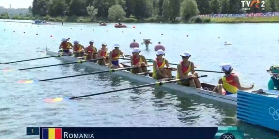 JOCURILE OLIMPICE. România, calificare spectaculoasă în finala de canotaj la 8+1 feminin