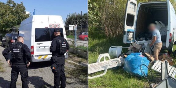 (FOTO) CONSTANȚA. Un bărbat a fost amendat cu 30.000 de lei și lăsat fără autoturism după ce a fost prins aruncând deșeuri provenite din construcții pe domeniul public