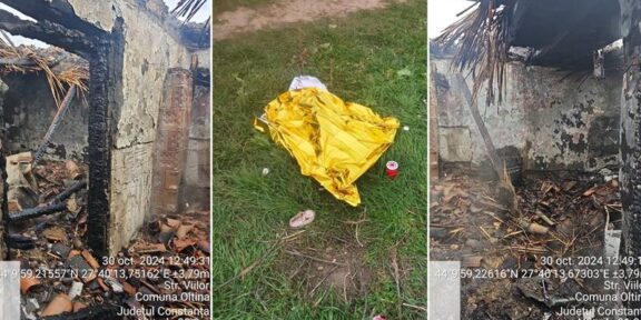 (FOTO) Incendiul din Oltina, în urma căruia un bebeluș de o lună a murit, produs după ce copiii s-au jucat cu focul