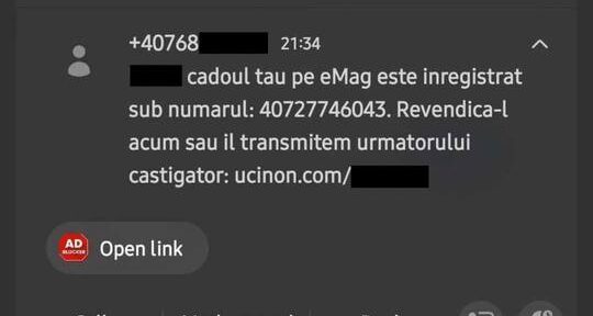 DNSC: Sezonul cumpărăturilor online aduce nu doar reduceri, ci şi riscuri! NU accesaţi linkuri din SMS-uri venite de la surse necunoscute