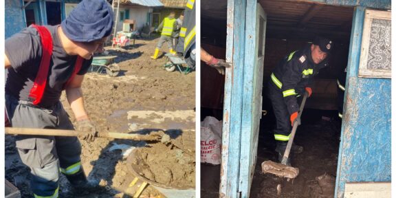 Alături de oamenii din Siliștea: pompierii înlătură apa din locuințele afectate de inundații